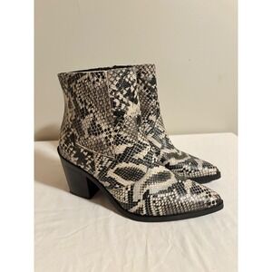 Blondo Waterproof Snakeskin Print Leather Ankle‎ Boots Size 8.5M Black